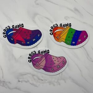 PACK of 3 Vinyl Glossy Stickers | Crocs Stickers | Blue, Rainbow, Pink